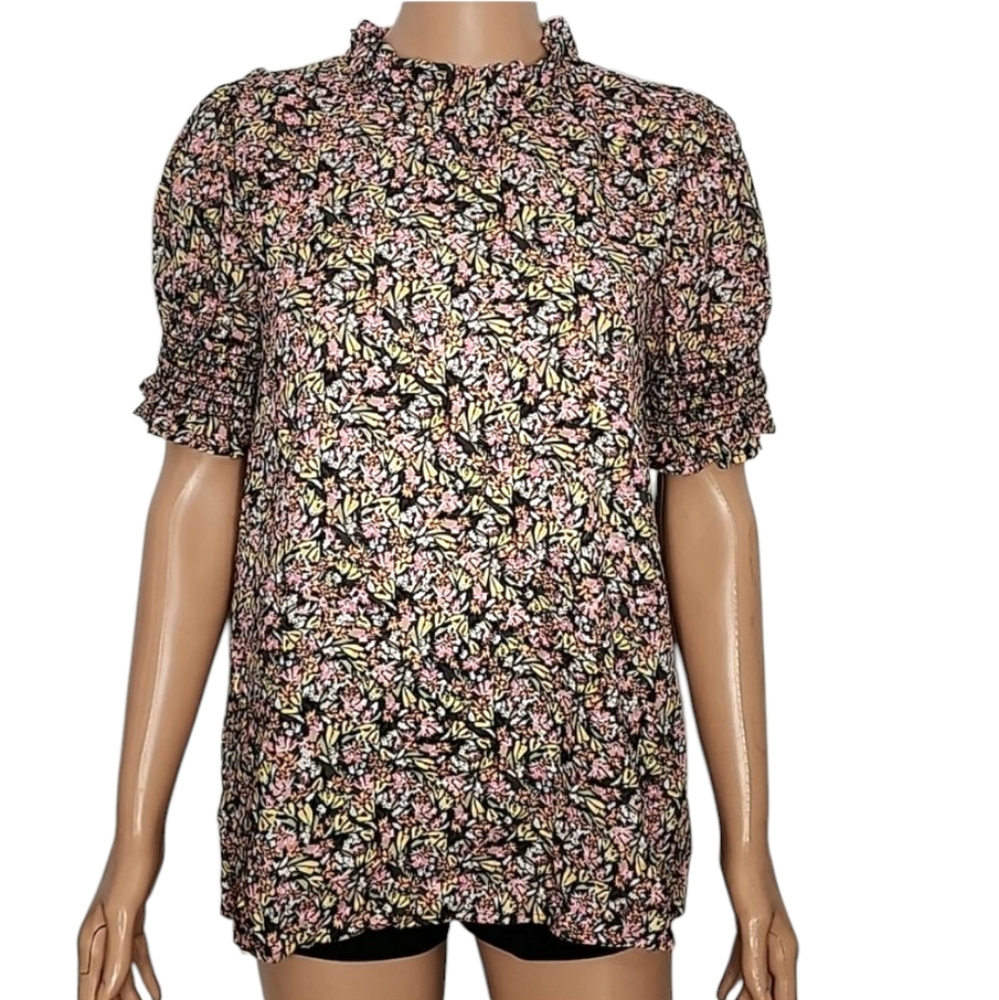 Les Amis Floral Print Women's‎ Top Short Sleeve Size M Medium